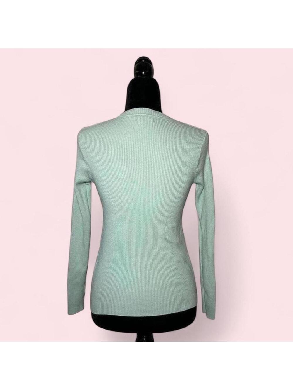 Code Mint Blue Rhinestone Neckline Top Y2K Glam Size 12 - Picture 4 of 4